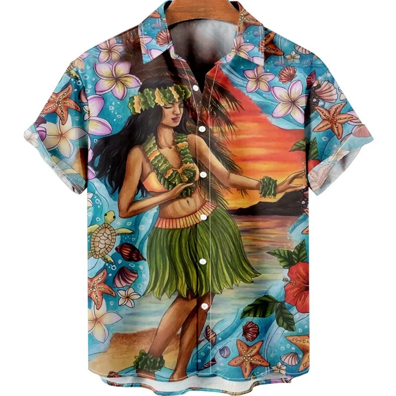 Vintage Hawaiian Floral Shirt - เสื้อเชิ้ตผู้ชายลายดอกไม้ฮาวายสไตล์วินเทจโอเวอร์ไซส์สำหรับฤดูร้อน เสื้อเชิ้ตลำลองสไตล์เกาะเขตร้อน เสื้อเชิ้ตผู้ชายทรงสลิมฟิต เสื้อผ้าสไตล์ฮาราจูกุ