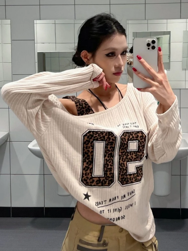 เสื้อยืดลายเสือดาวสไตล์ Y2K แบ - Shirts บทวิจารณ์และราคา