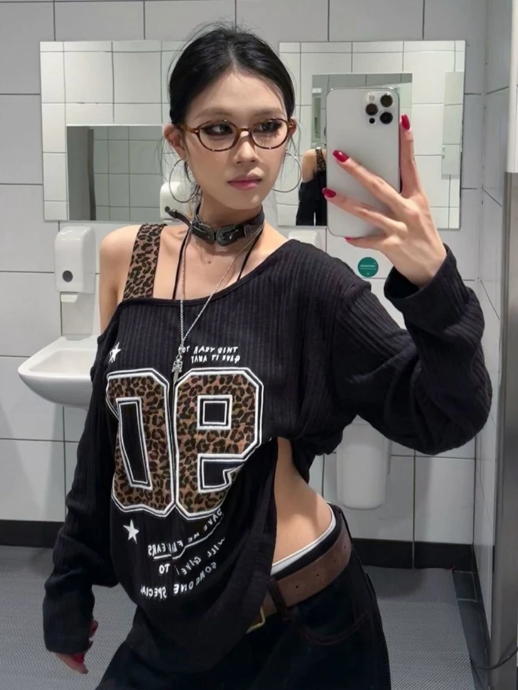 เสื้อยืดลายเสือดาวสไตล์ Y2K แบ - Shirts บทวิจารณ์และราคา