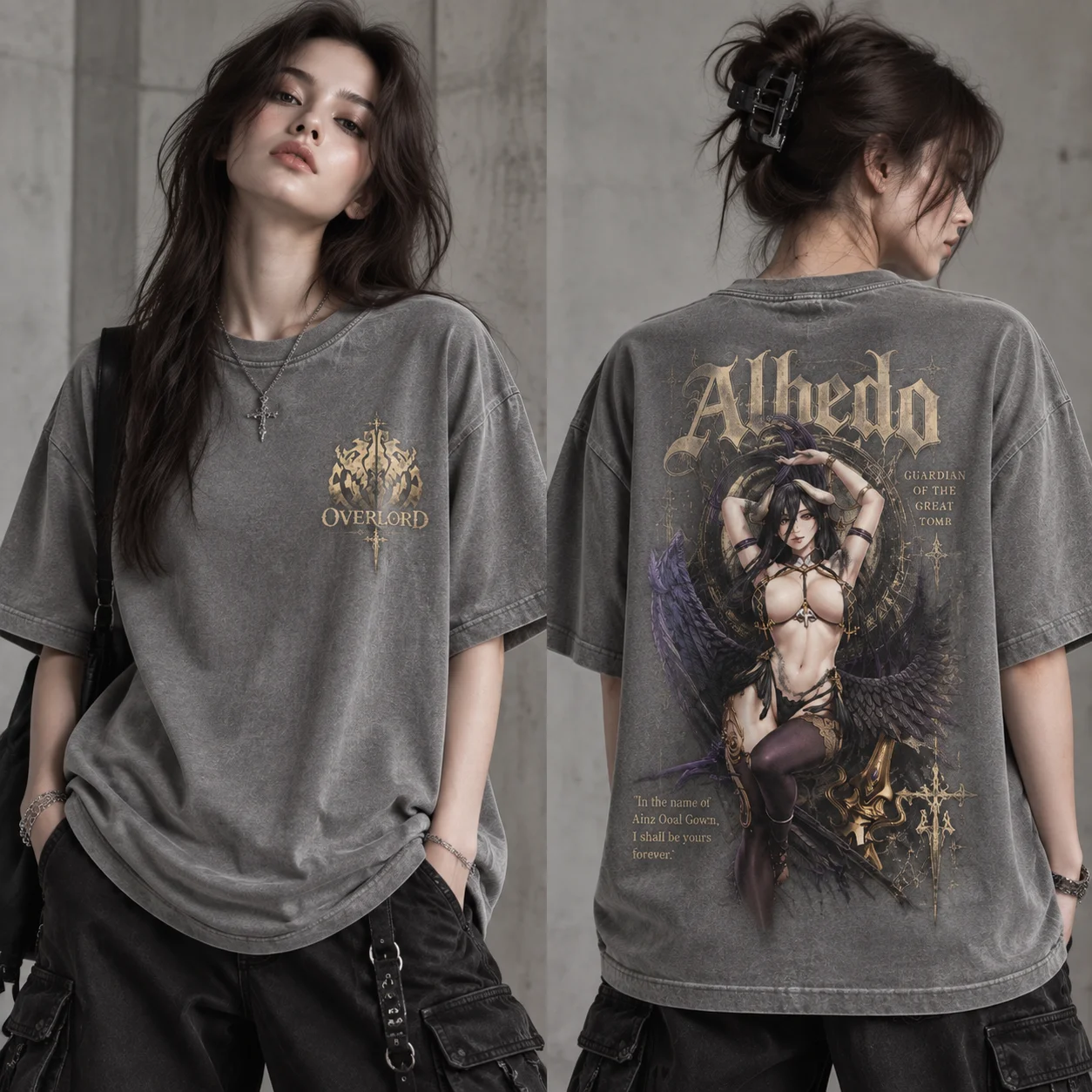เสื้อยืดลายกราฟิก Albedo Overl - Acid Wash Vintage Graphic T Shirt บทวิจารณ์และราคา